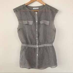 Geren Ford NWOT silk blend raw edge oxford sz S